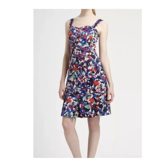 NWT Tory Burch Berdine Abstract Floral Logo Print Dress Amethyst Duriez Size 10 - Picture 2 of 10